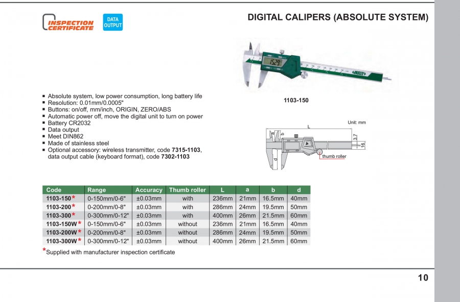 Thước cặp điện tử Insize series 1103
