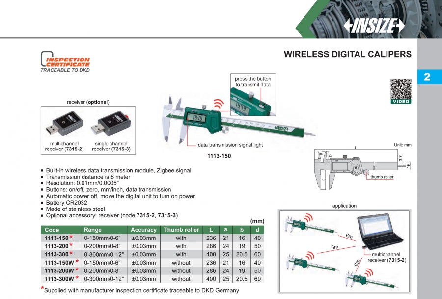 Thước cặp điện tử Wireless Insize series 1113