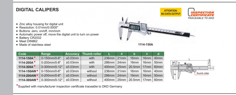 Thước cặp điện tử Insize series 1114