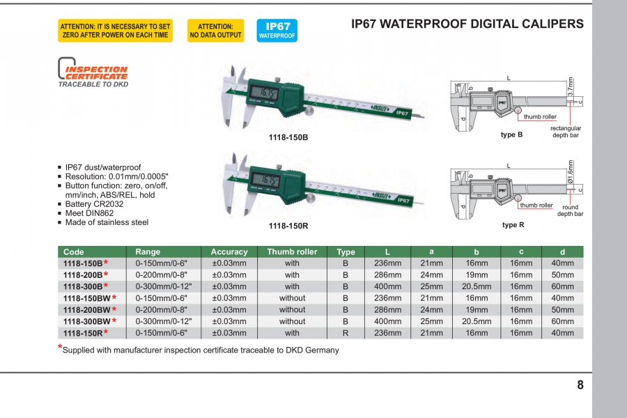 Thước cặp điện tử IP67 Insize series 1118