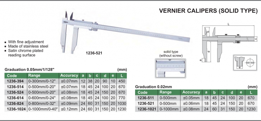 Thước cặp cơ khí loại lớn Insize series 1236