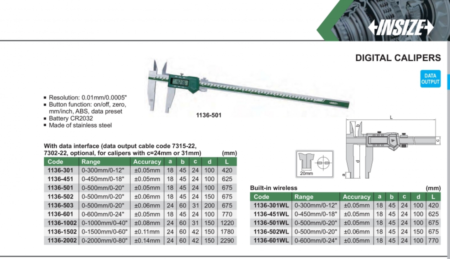 Thước cặp điện tử Insize series 1136