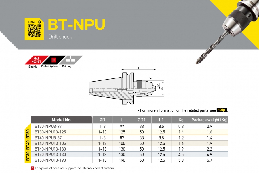 Đầu kẹp mũi khoan BT-NPU Dinox