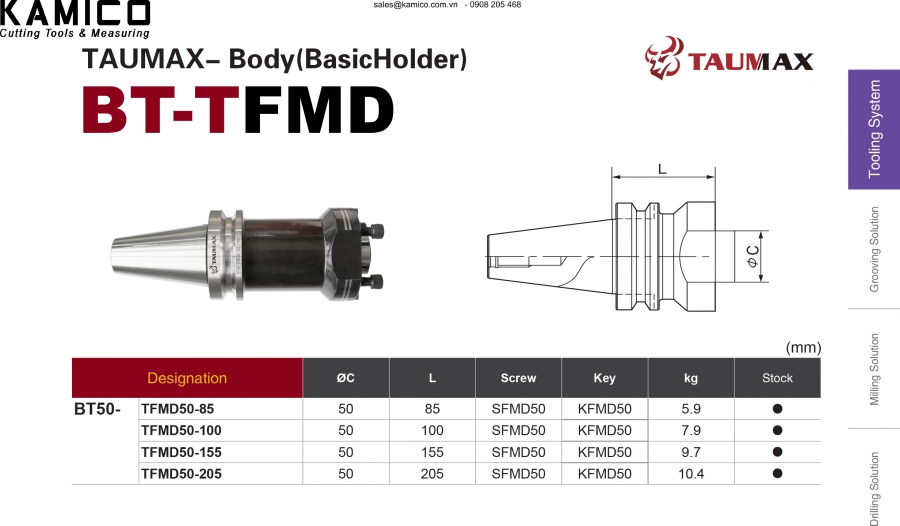 Đầu kẹp dao doa gắn mảnh BT-TFMD Taumax