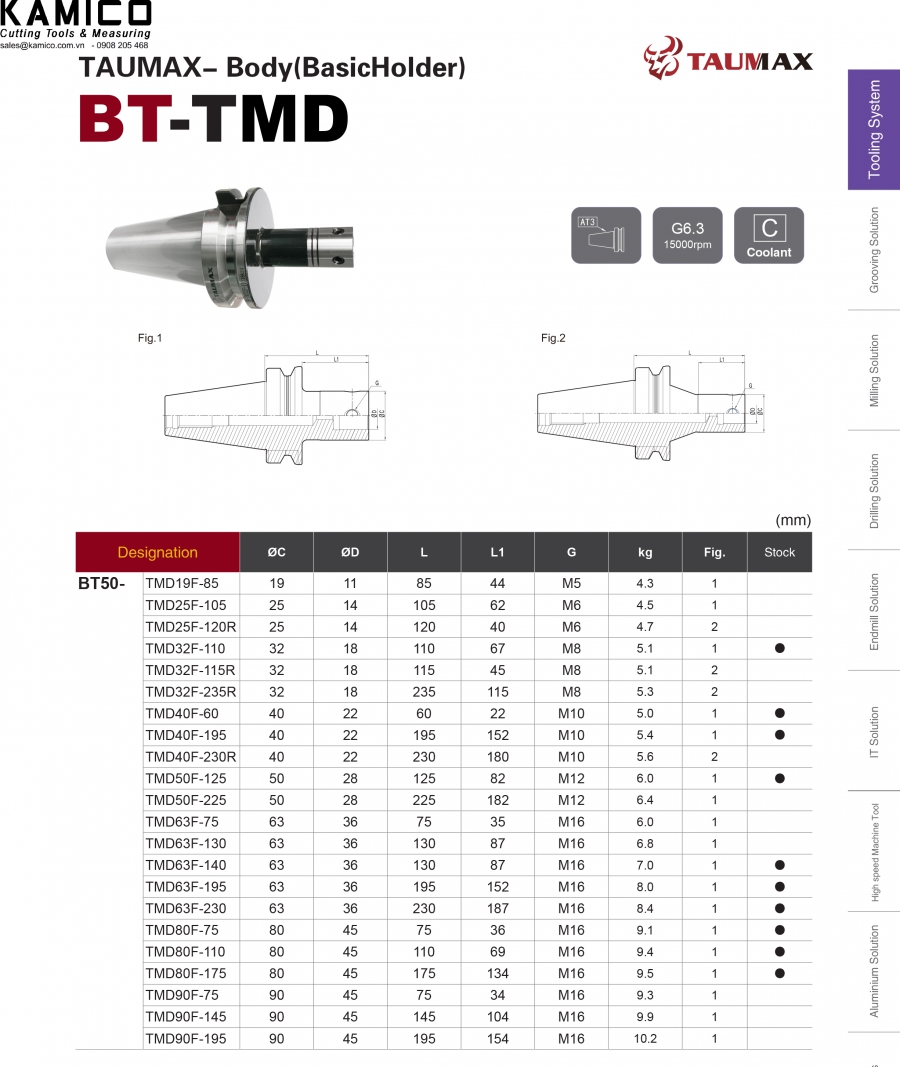 Đầu kẹp dao doa TMD chuôi BT50 Taumax