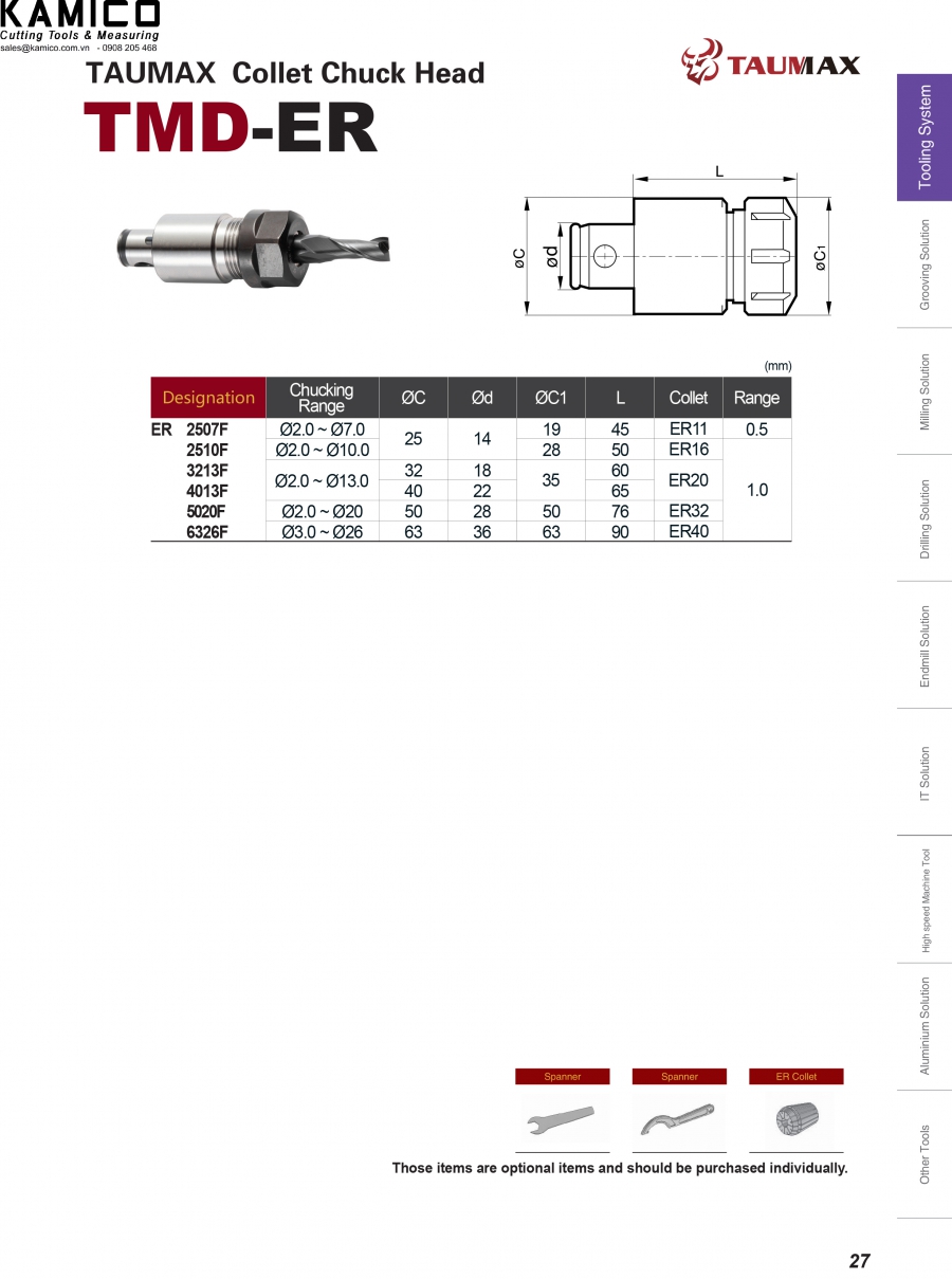 Đầu kẹp dao phay collet ER Taumax