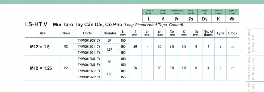 Mũi taro tay cán dài có phủ LS-HT V Yamawa
