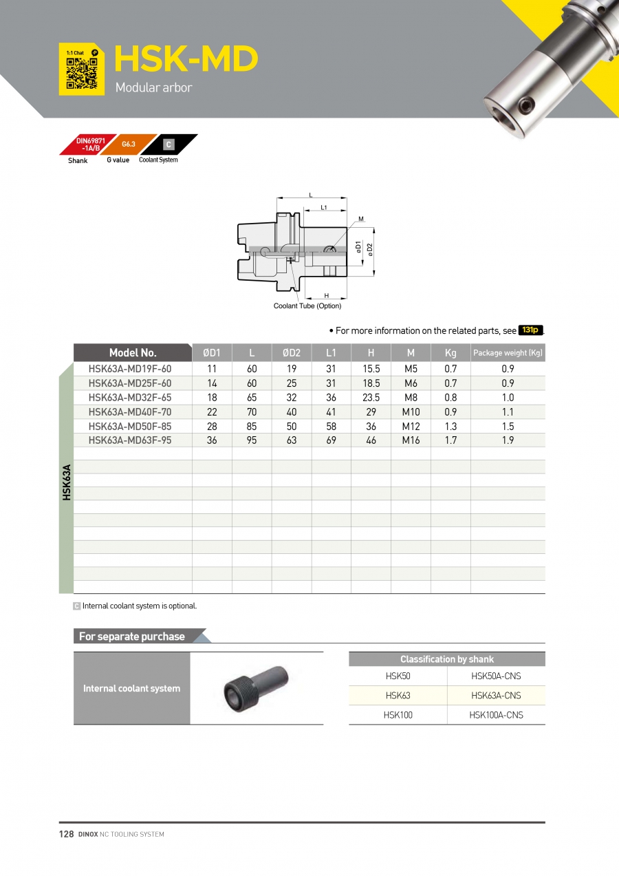 Đầu kẹp dao doa HSK-MD Dinox