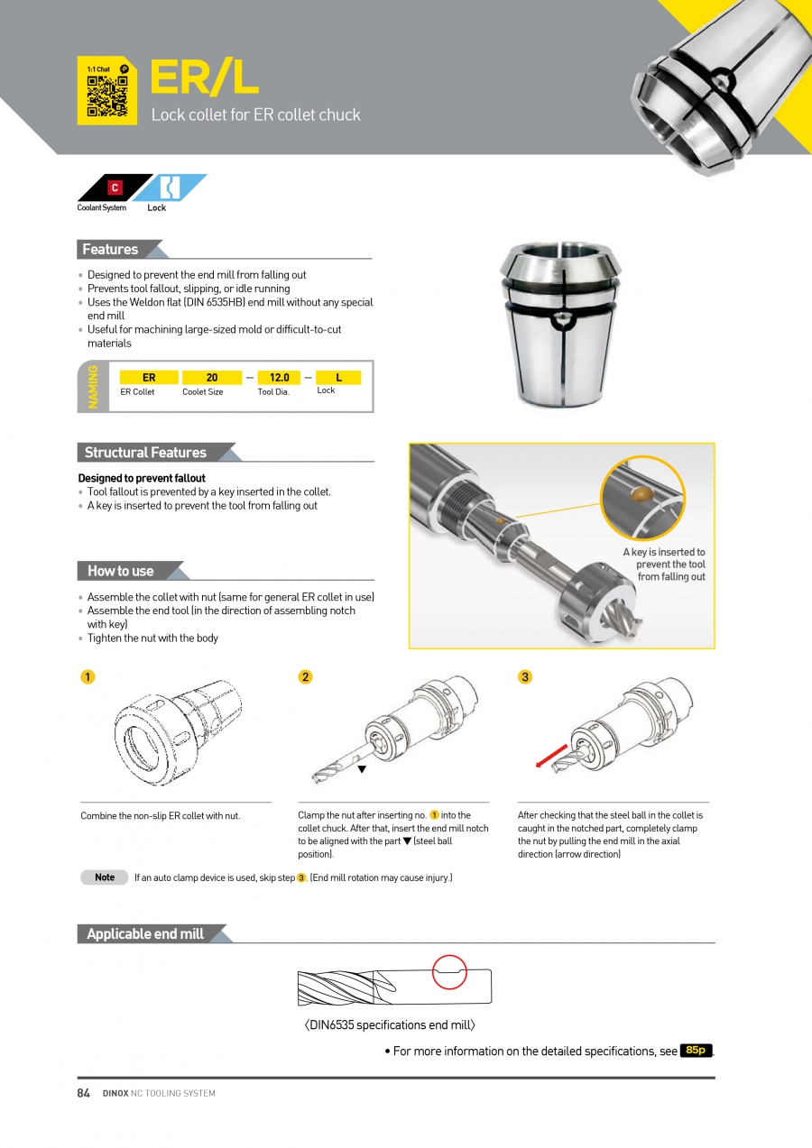 Collet chống xoay cho đầu kẹp collet ER Dinox