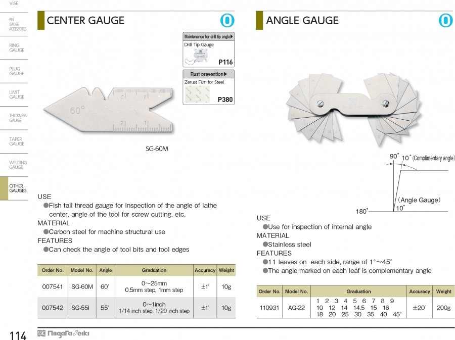 Bộ dưỡng đo góc Niigata Seiki AG-22