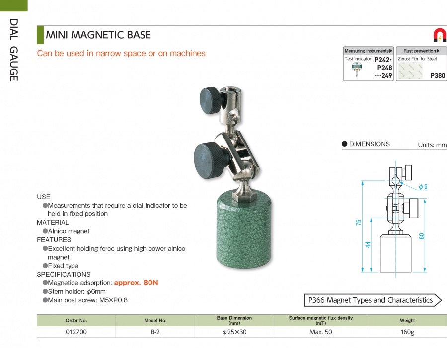 Đế từ đồng hồ so mini dạng khớp Niigata Seiki B-2