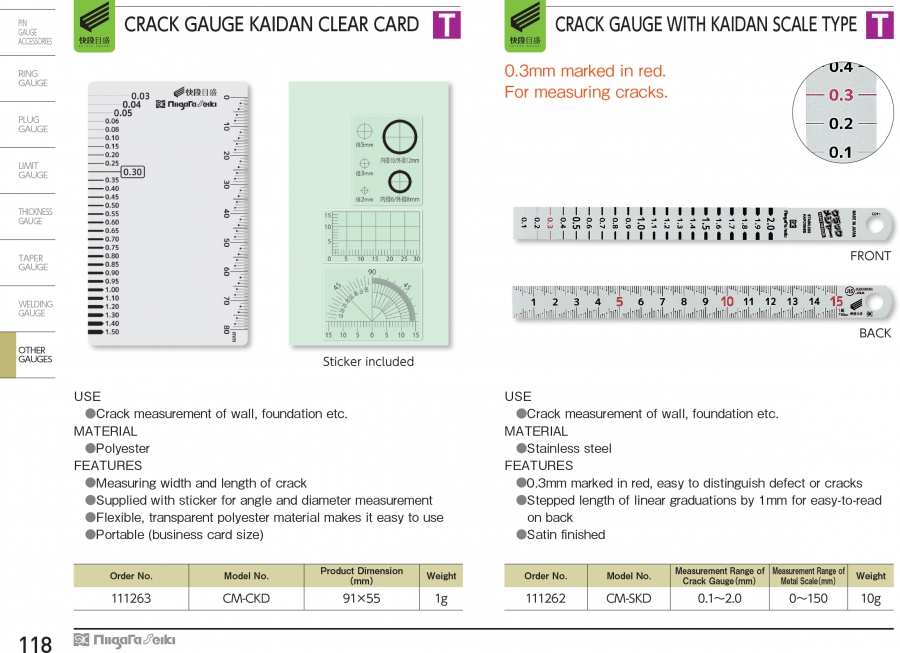 Dưỡng đo vết nứt vạch KAIDAN Niigata Seiki CM-CKD; CM-SKD