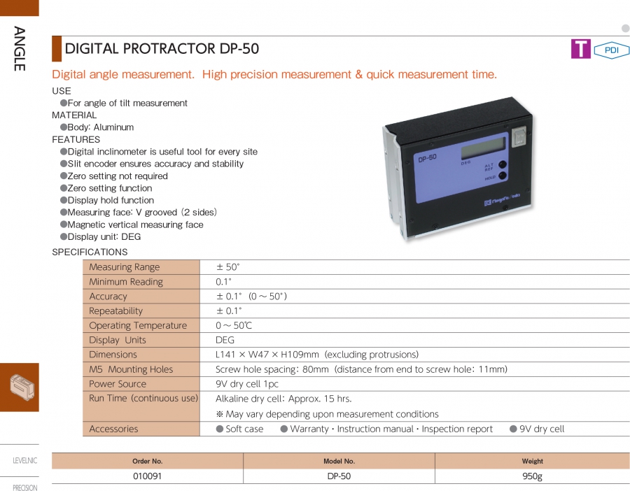 Thước đo góc điện tử Niigata Seiki DP-50