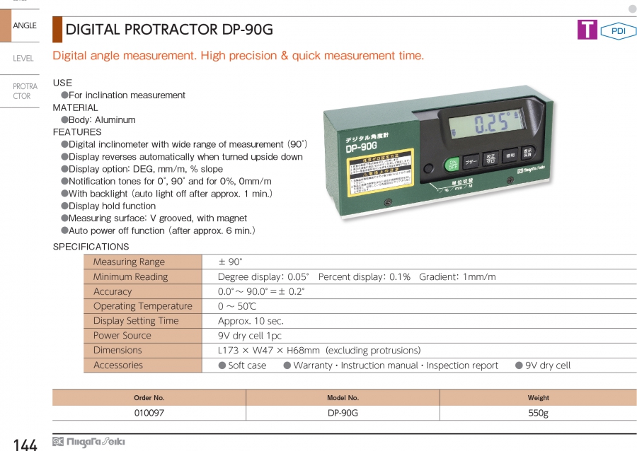 Thước đo góc điện tử Niigata Seiki DP-90G