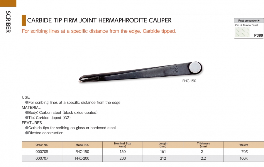 Compa lấy dấu mũi hợp kim Niigata Seiki FHC-150; FHC-200