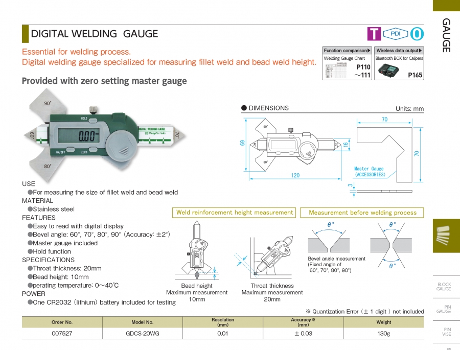 Thước đo mối hàn điện tử Niigata Seiki GDCS-20WG