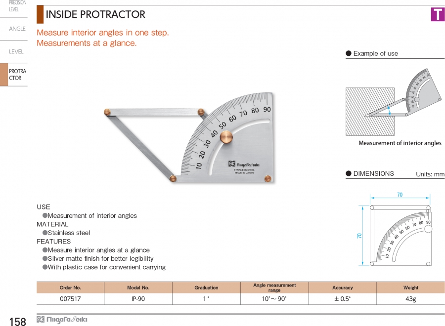 Thước đo góc trong Niigata Seiki IP-90