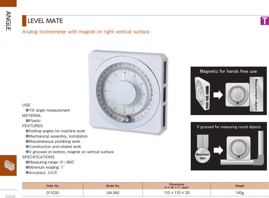 Thước đo góc đồng hồ  Niigata Seiki LM-360