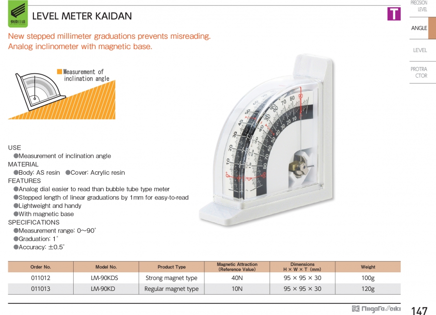 Thước đo góc đồng hồ vạch KAIDAN LM-90KDS; LM-90KD