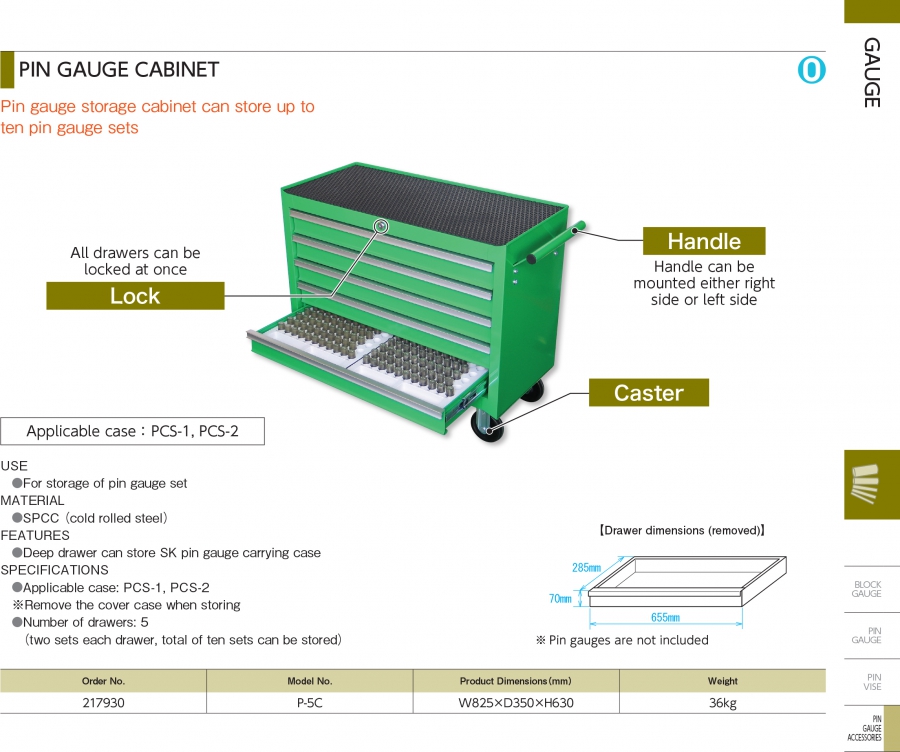 Tủ đựng trục chuẩn Niigata Seiki P-5C