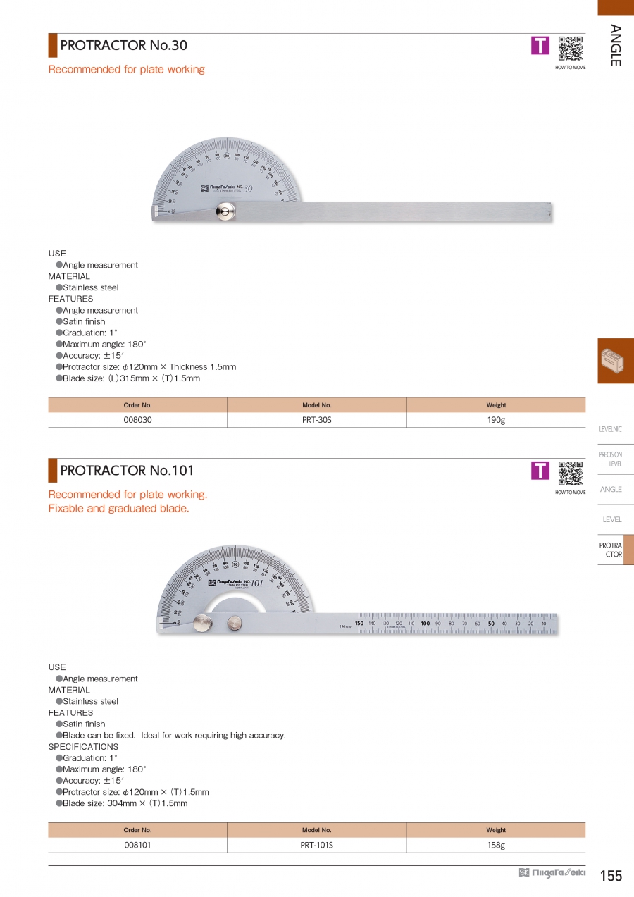 Thước đo góc Niigata Seiki PRT-30S; PRT-101S