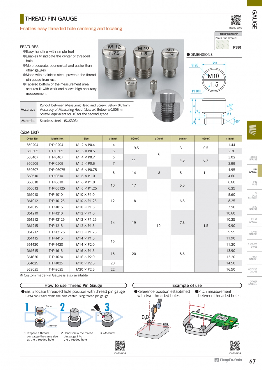 Trục chuẩn dạng ren Niigata Seiki series THP