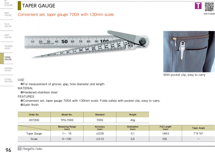 Thước đo khe hở Niigata Seiki TPG-700S