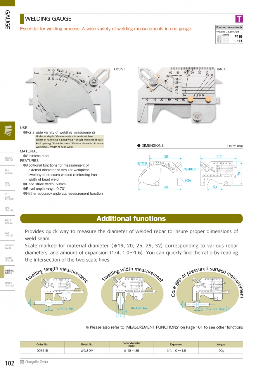 Thước đo mối hàn Niigata Seiki WGU-9M