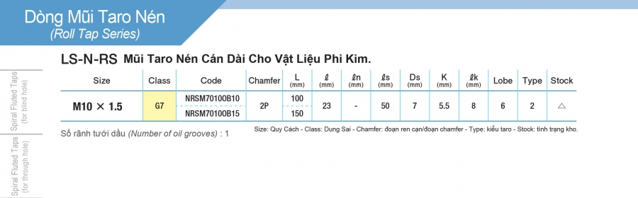 Mũi taro nén cán dài cho phi kim LS-N-RS Yamawa