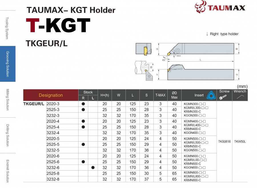 Dao tiện rãnh ngoài cán vuông TKGEUR/L Taumax