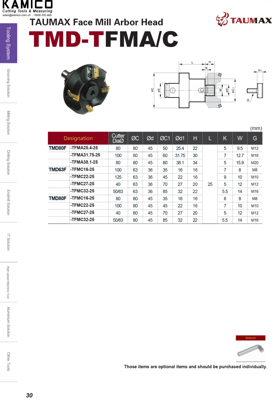 Đầu kẹp bát phay mặt TMD-TFMA/C Taumax