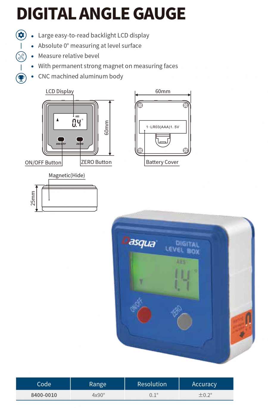 8400-0010 Thước đo góc điện tử Dasqua