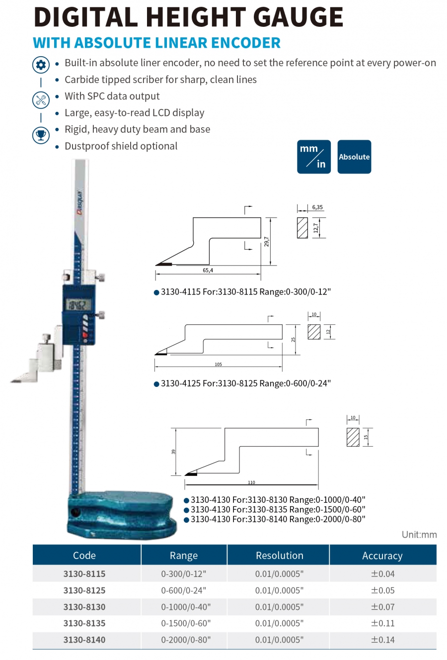 Thước đo cao điện tử series 3130 Dasqua