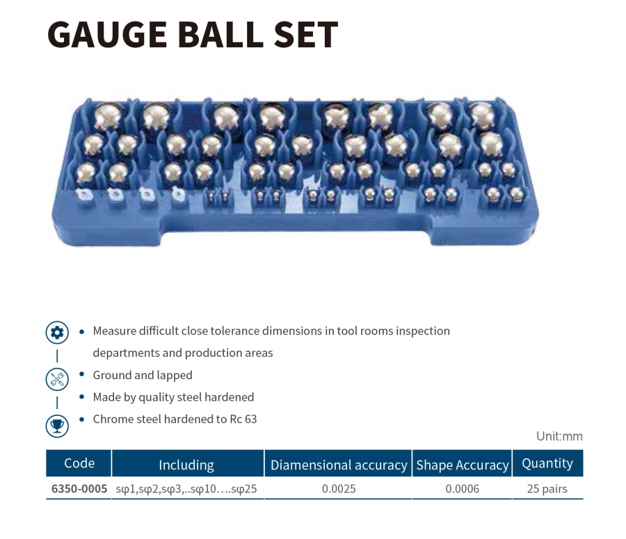 6350-0005 Bộ bi thép chuẩn 25 cặp 1-25mm Dasqua