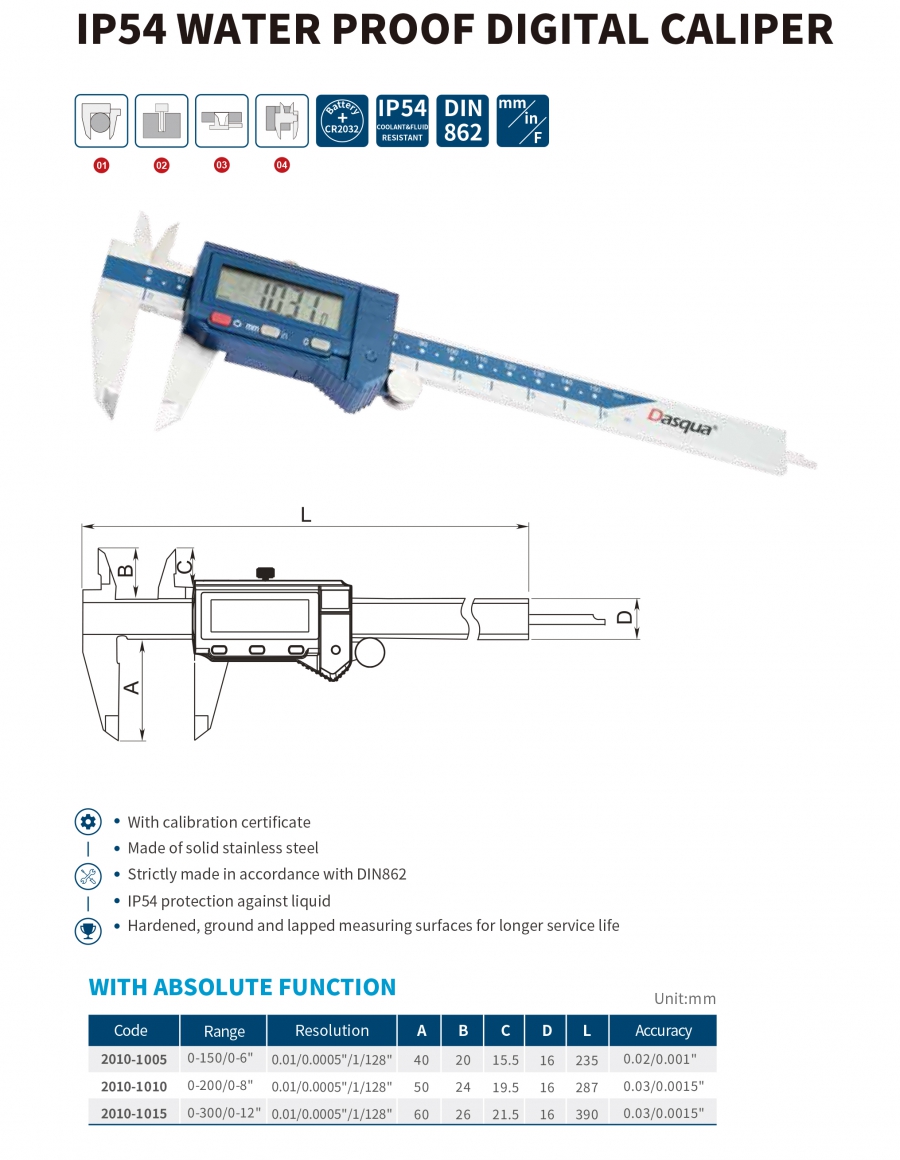 Thước cặp điện tử ABSOLUTE IP54 series 2010 Dasqua