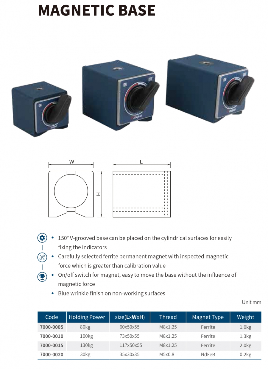 Đế từ có công tắc bật /tắt từ tính series 7000 Dasqua