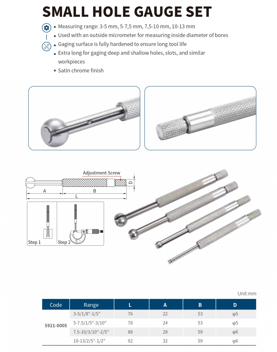 5921-0005 Bộ dưỡng đo lỗ nhỏ 3-13mm Dasqua