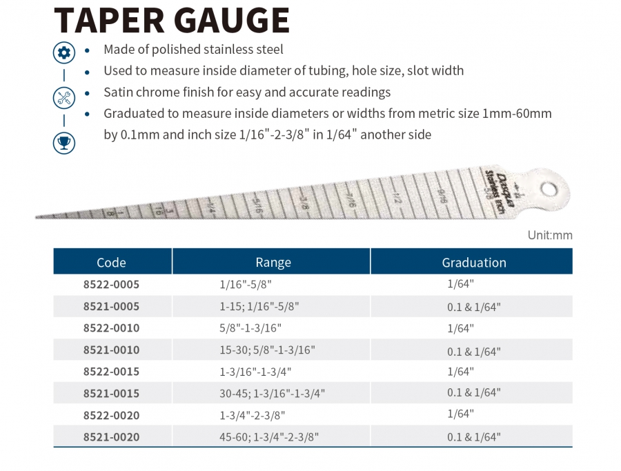 Thước đo khe hở series 8521; 8522 Dasqua