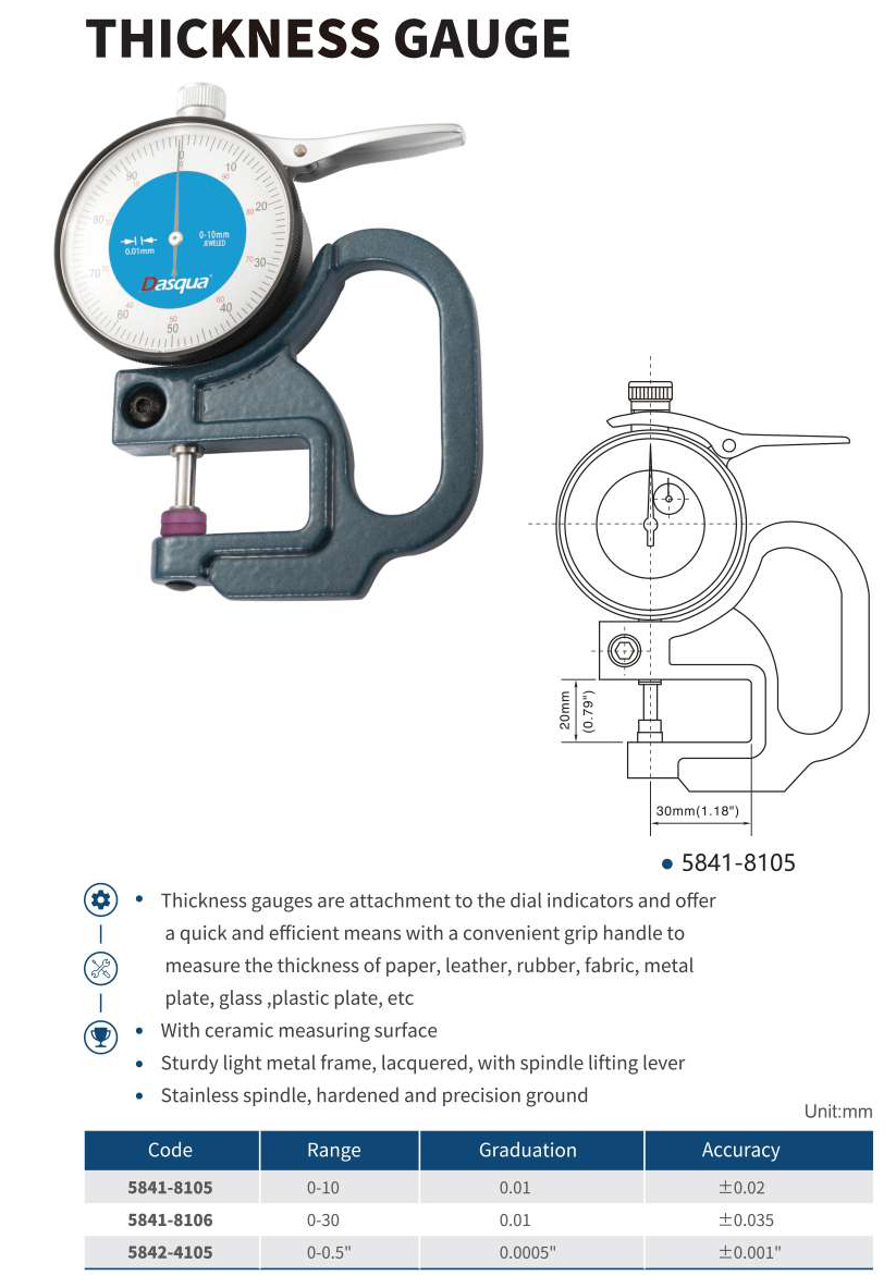 Đồng hồ so đo độ dày series 5841 Dasqua