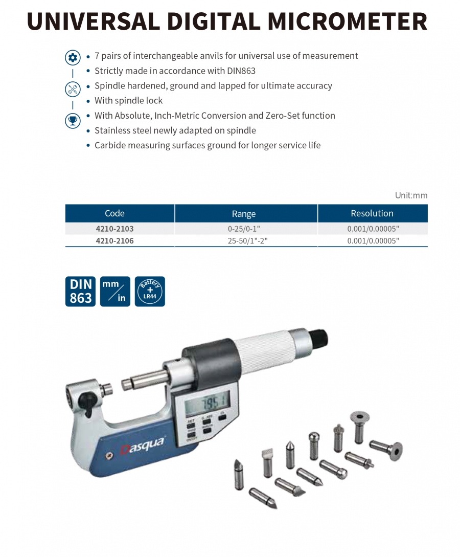 Panme đo ngoài điện tử đa năng 4210-2103; 4210-2106 Dasqua