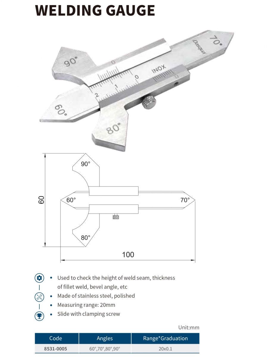8531-0005 Thước đo mối hàn cơ khí Dasqua