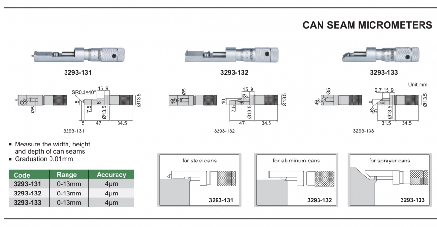 Panme cơ khí đo chiều dày mép gấp Insize series 3293