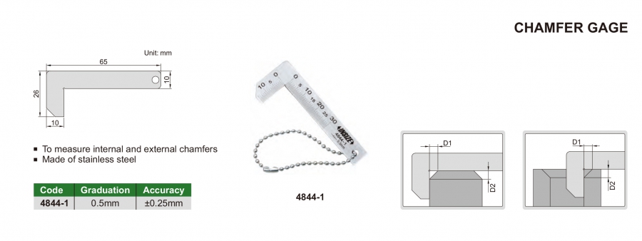 4844-1 Dưỡng kiểm tra mép vát Insize