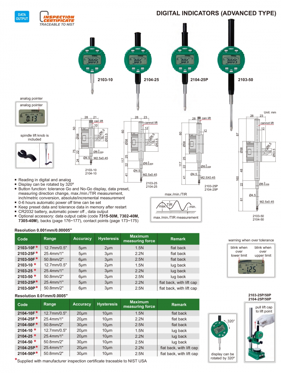 Đồng hồ so điện tử loại cao cấp Insize series 2103