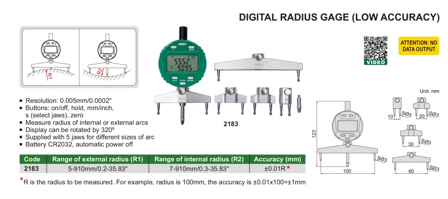 2183 Thước đo bán kính điện tử Insize