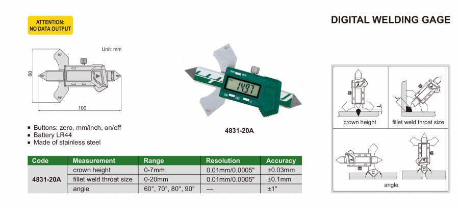 4831-20A Thước đo mối hàn điện tử Insize