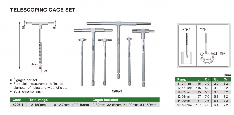 4206-1 Bộ dưỡng đo lỗ 8-150mm Insize