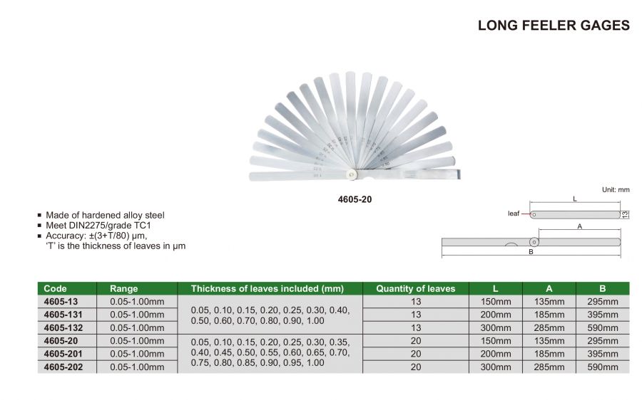 Bộ căn lá loại dài Insize series 4605