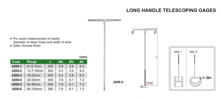 Dưỡng đo lỗ cơ khí loại dài Insize series 4209