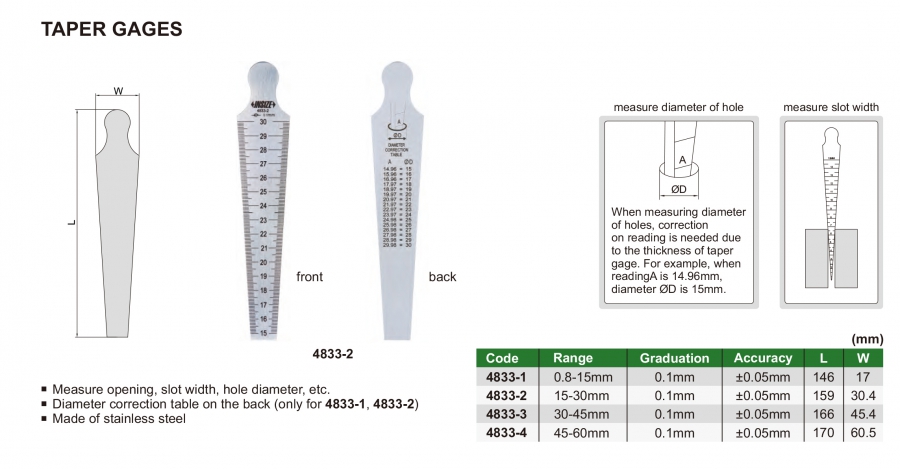 Thước đo khe hở Insize series 4833